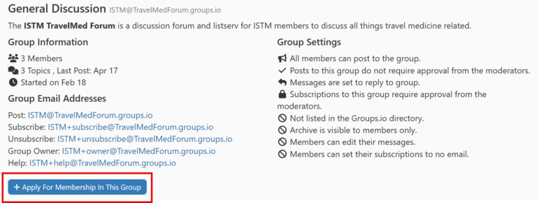 apply for membership button TravelMedForum