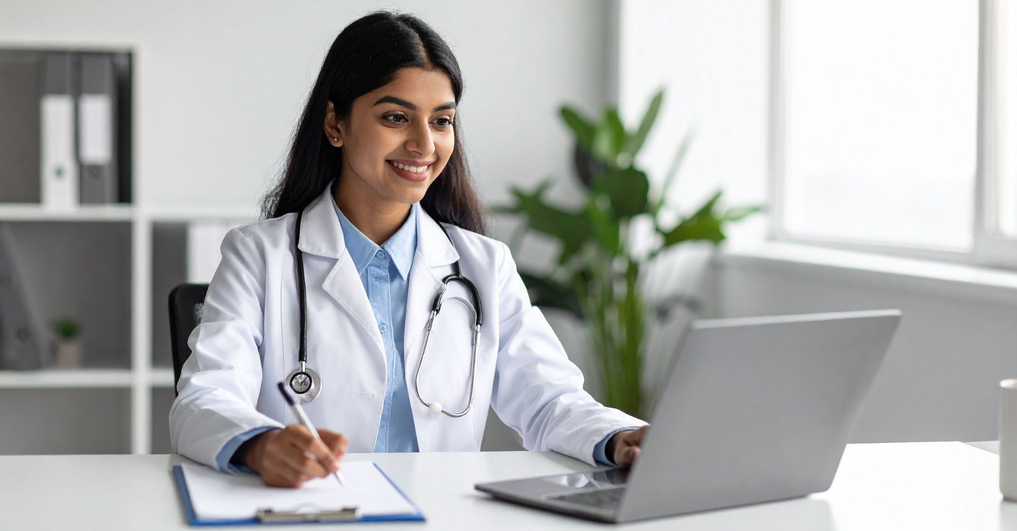 Physician Using a Computer